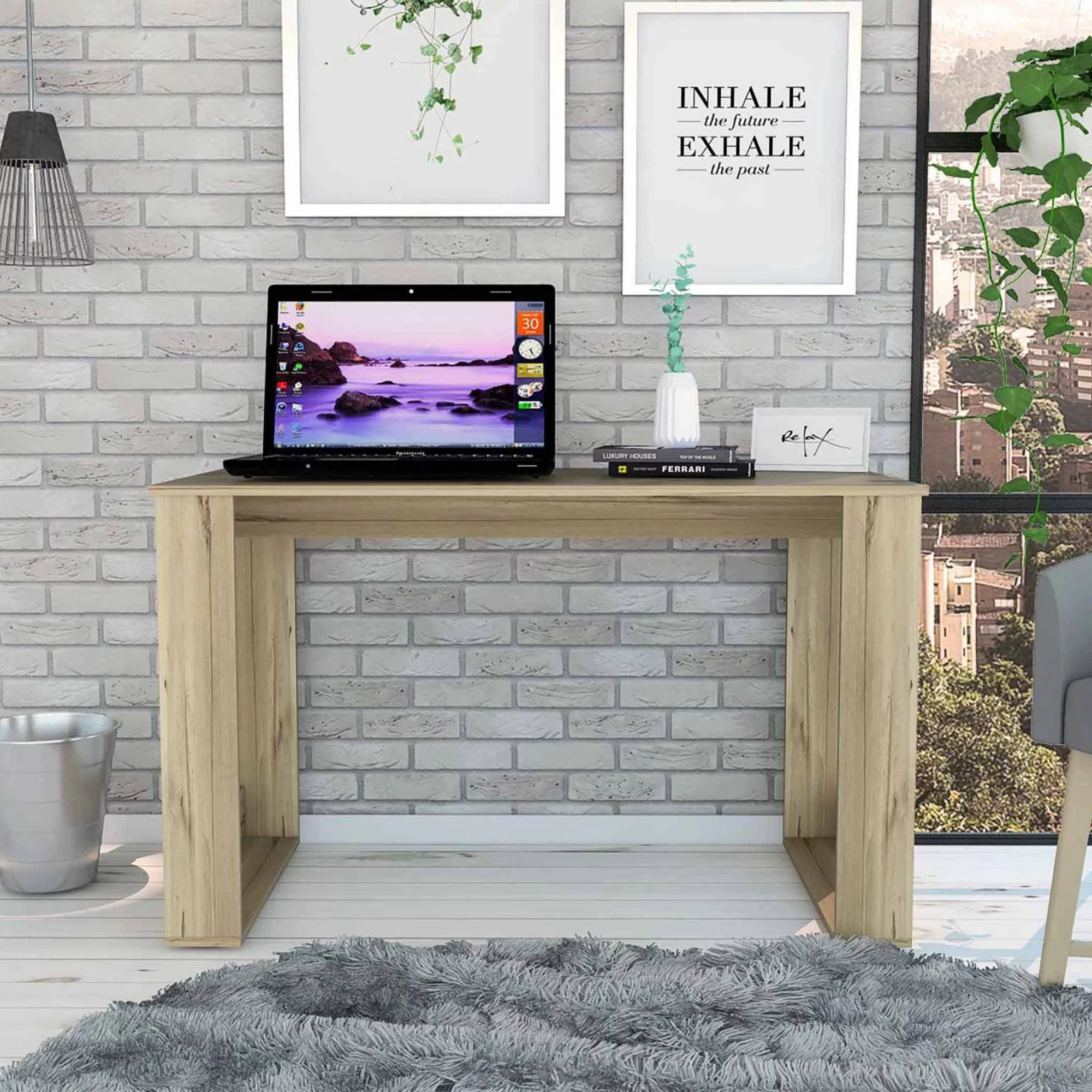 Tuhome Oak Modern- Material -Engineered Wood Oviedo 120 Computer Desk