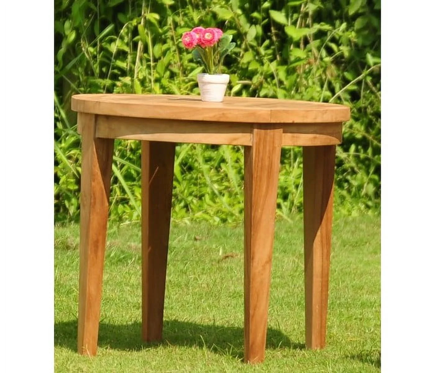 Grade-A Teak Dining Set: 2 Seater 3 Pc: Noida Round Side Table And 2 Mas Stacking Arm Chairs Outdoor Patio WholesaleTeak #WMDSWVm