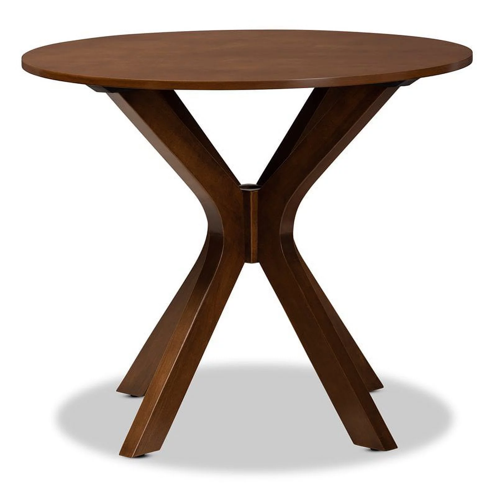 Bowery Hill Mahogany Walnut Brown Finished 35-Inch-Wide Round Wood Dining Table
