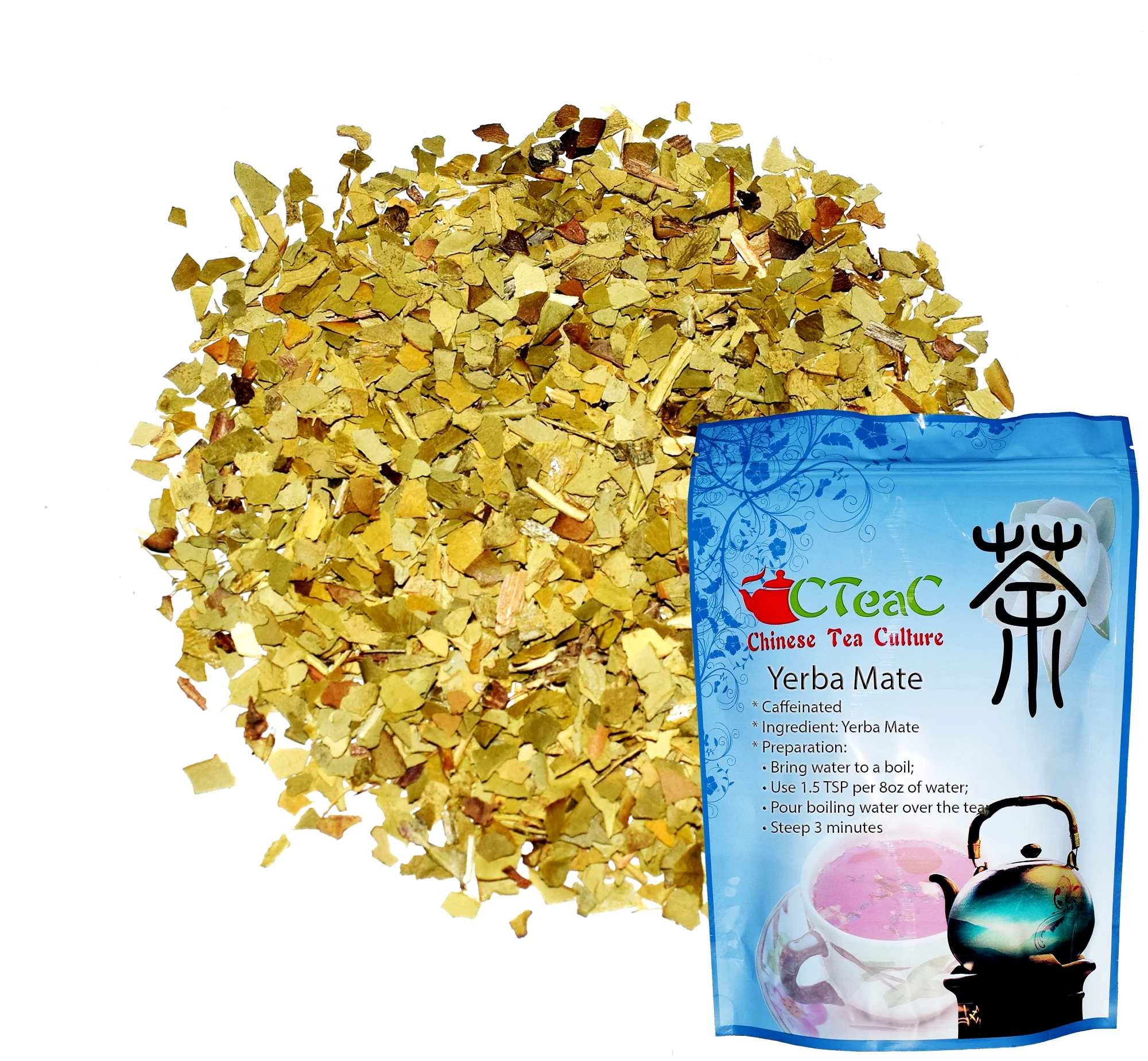 Yerba mate, it has a slight astringency that appeals to many coffee drinkers, also stimulating effect lasts longer than that of coffee, loose leaf tea - 8oz