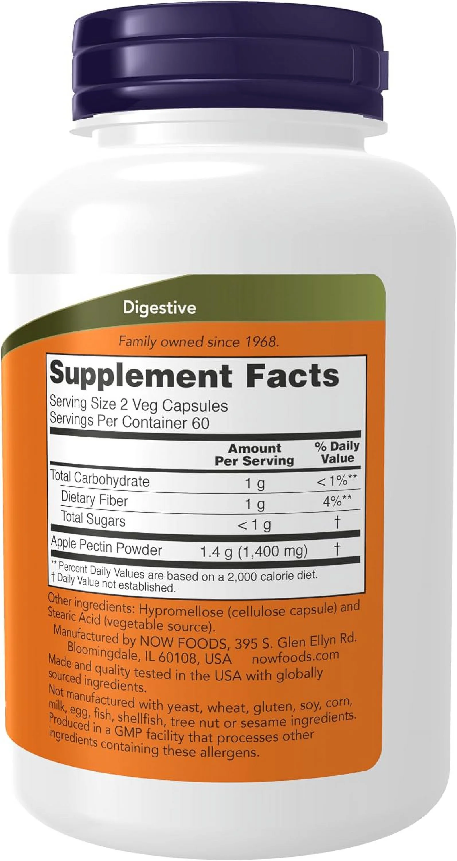 NOW Supplements, Apple Pectin 700 mg, Dietary Fiber, Intestinal Support*, 120 Veg Capsules