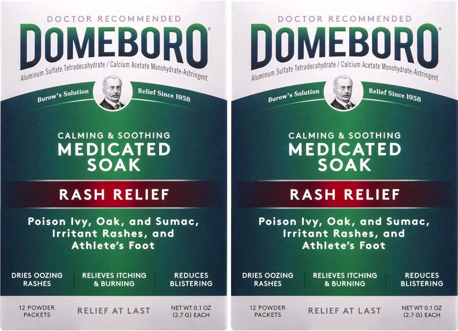 Domeboro Soothing Soak Rash Relief Poweder Packets, 12 ea (Pack of 2)