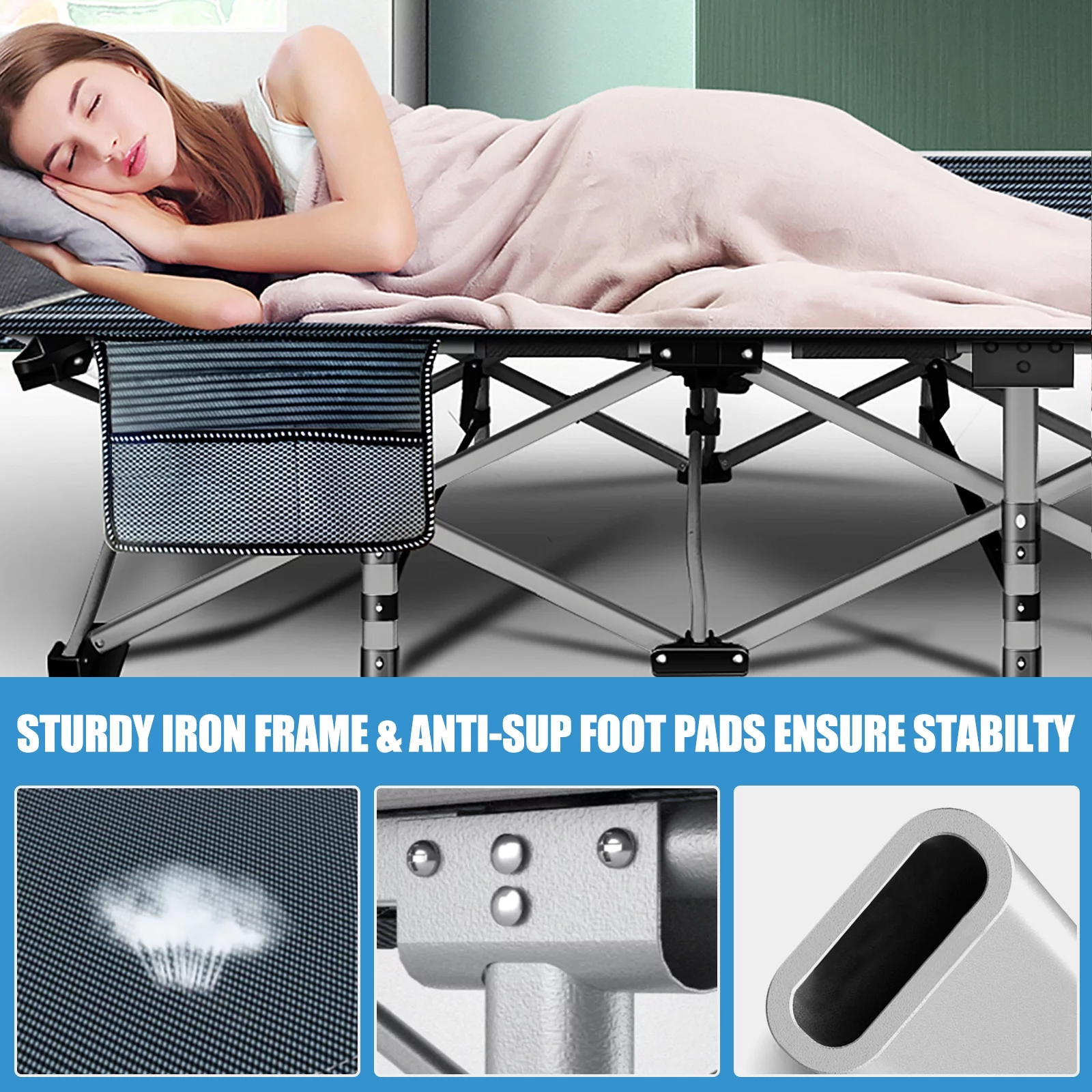 MOPHOTO Folding Camping Cots for Adults 880lbs, 2 Pack Folding Cot, 75