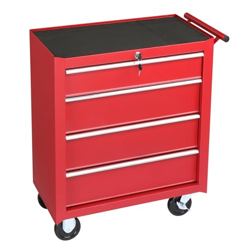 Winado 4-Drawer Tool Chest with Wheels & Lock & Key, Heavy Duty Cart Rolling Tool Box on Wheels, Metal Storage Cabinet, Rolling Tool Cart with Drawers for Garage, Warehouse & Repair Shop