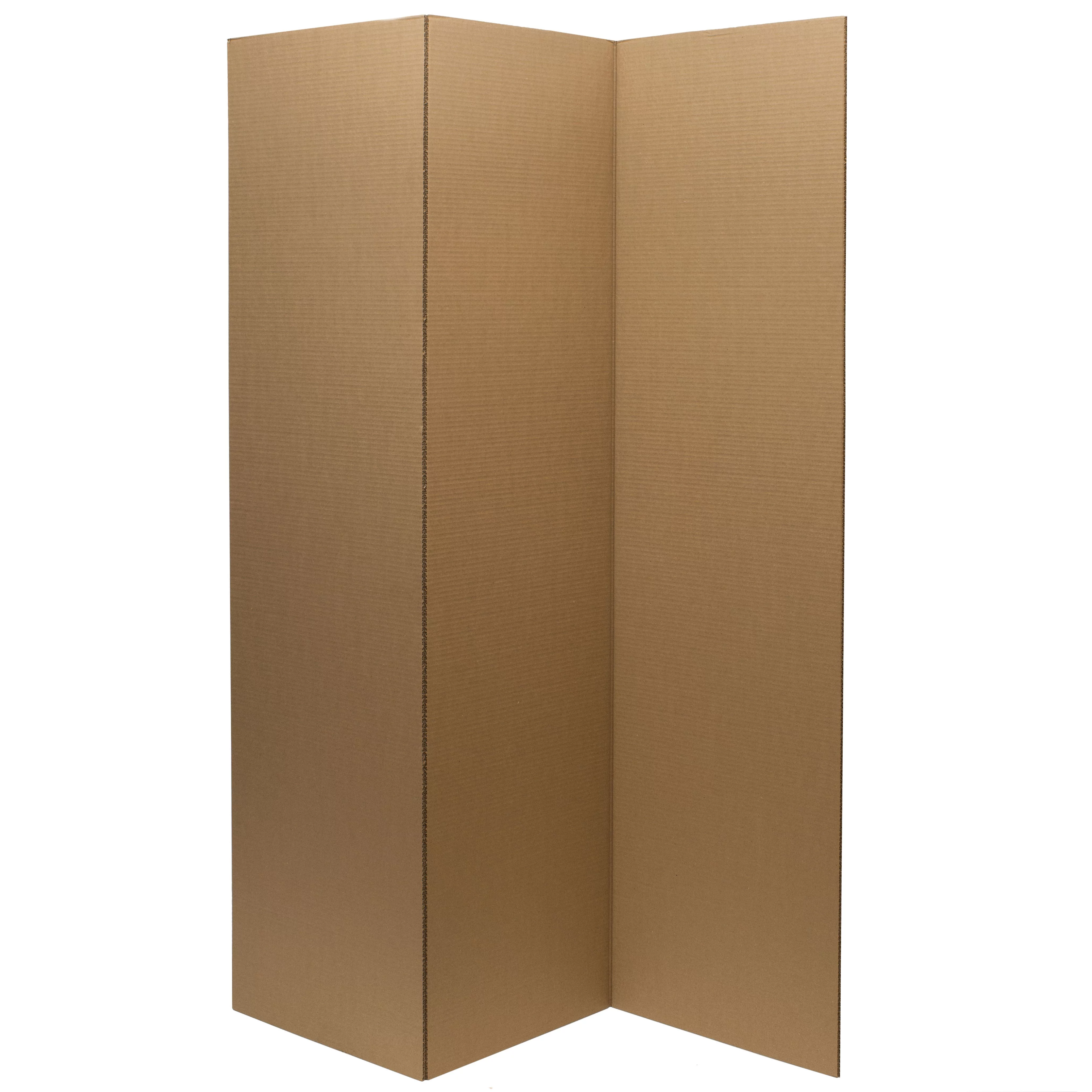 6 ft. Tall Plain Brown Cardboard Privacy Screen Room Divider - 3 Panel