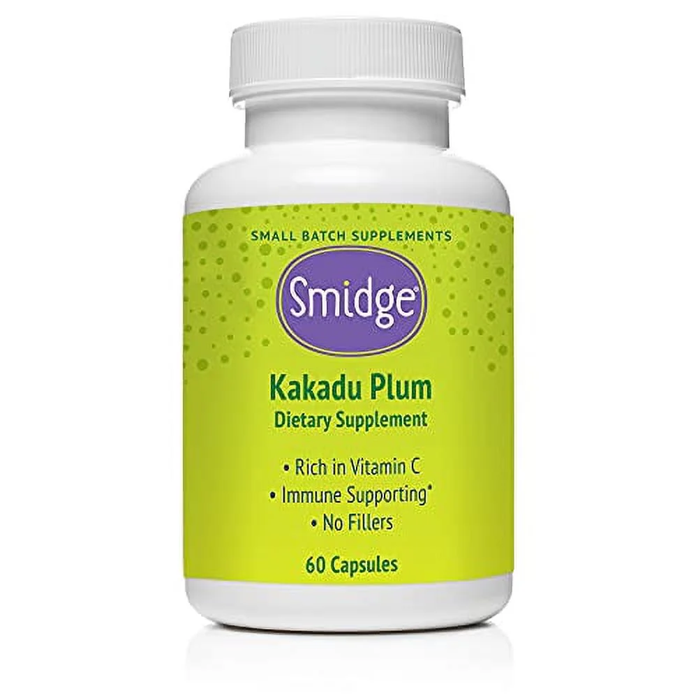 Smidge® Kakadu Plum Capsules, 60 ct. Pure, Non-GMO Vitamin C from Australian Kakadu Plum. No Fillers, No Ascorbic Acid