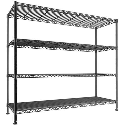 REIBII Storage Shelves 45.3''W Wire Shelving Unit 4 Tier Metal Shelves for Storage Rack Metal Shelving for Pantry Shelves Kitchen Steel Shelving, 45.3''W*63''H*17.7