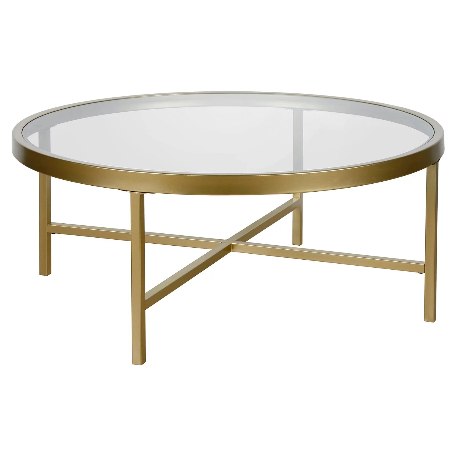 Henn&Hart Round Metal Base Coffee Table in Brass and Gold