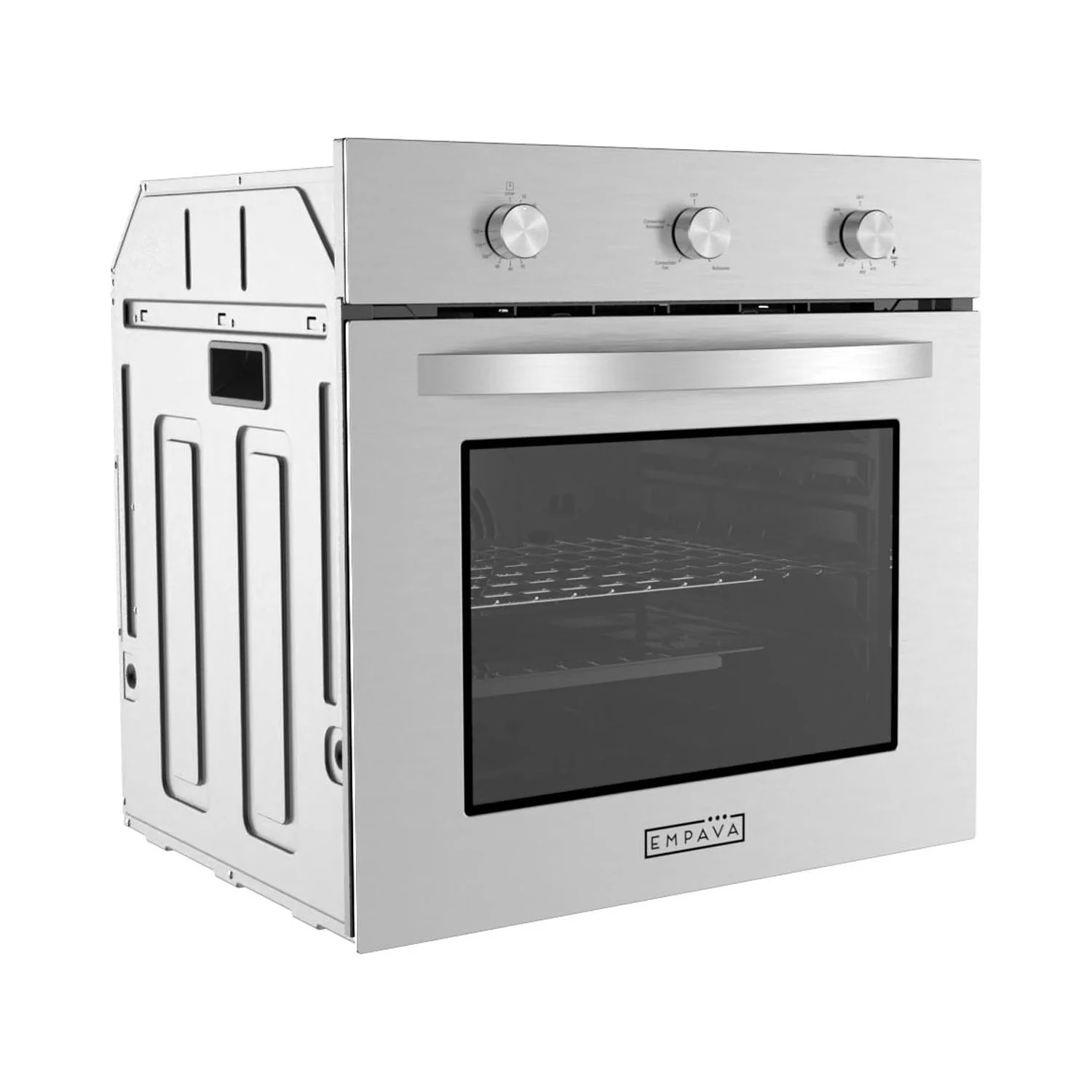 Empava 24 in. 2.3 cu. Ft. Single Gas Wall Oven - Bake Broil Rotisserie Functions with Mechanical Controls - Built-in Timer - Convection Fan in Stainless Steel EMPV-24WO08