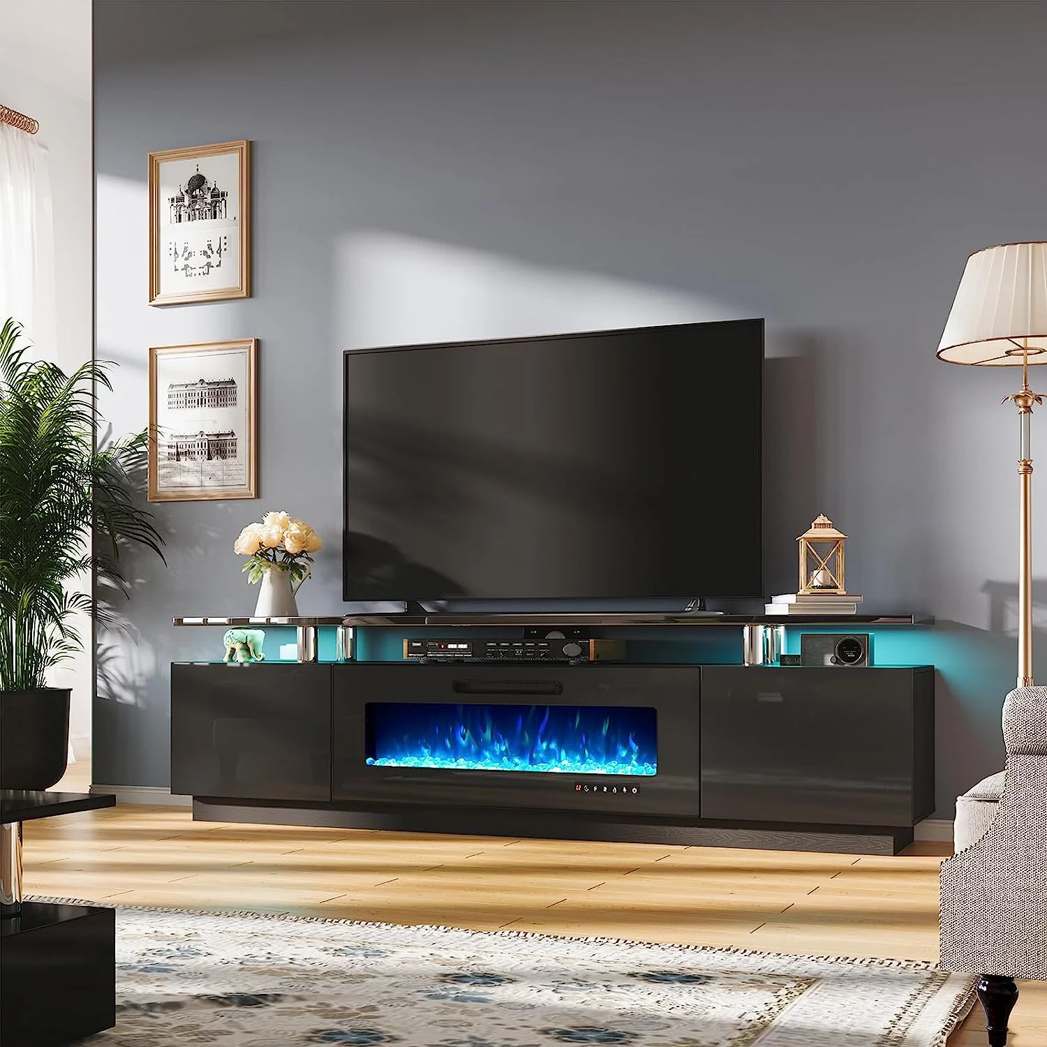 AMERLIFE 2 Tiers Fireplace TV Stand with 40