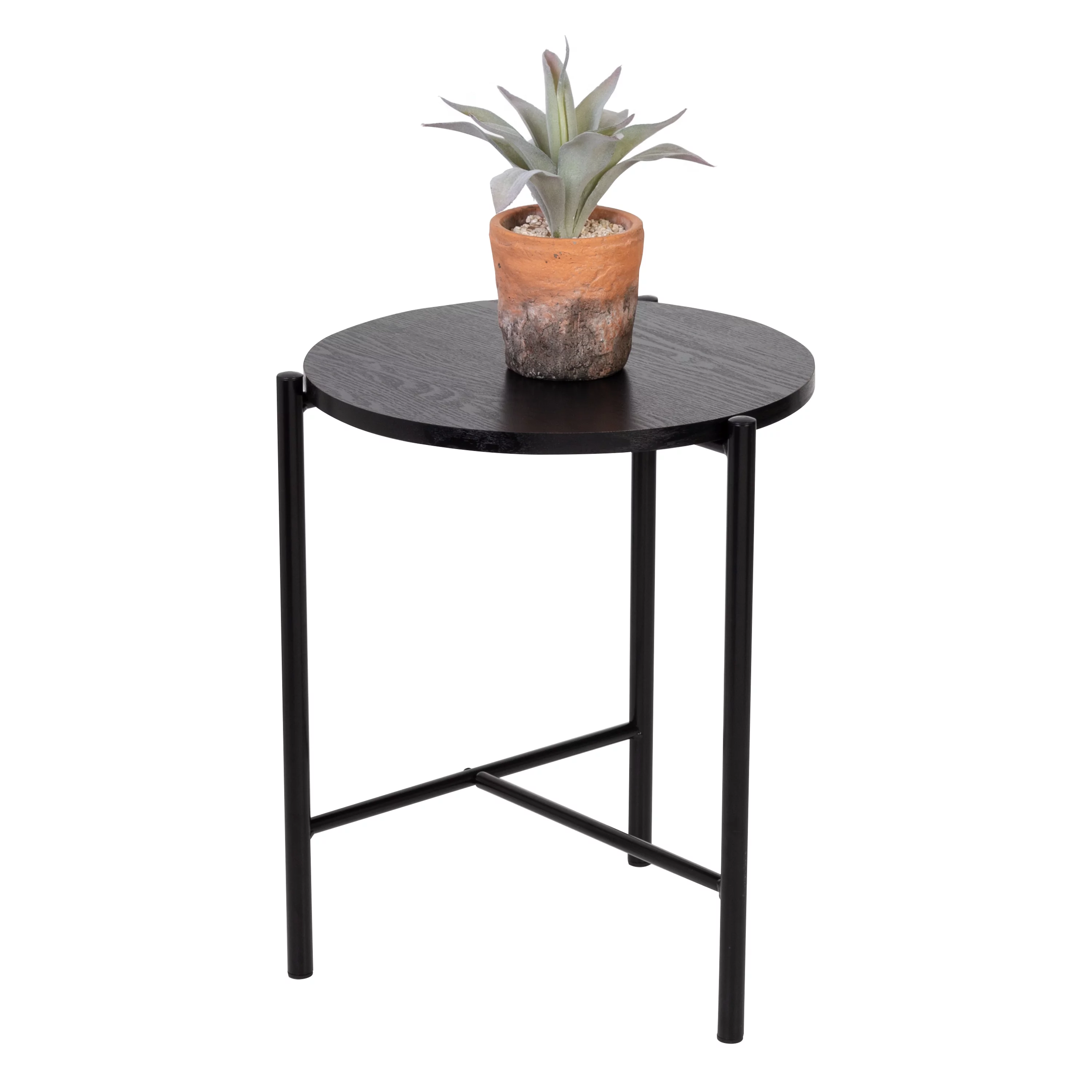 Honey-Can-Do Round Side Table with T-Pattern Base, Black