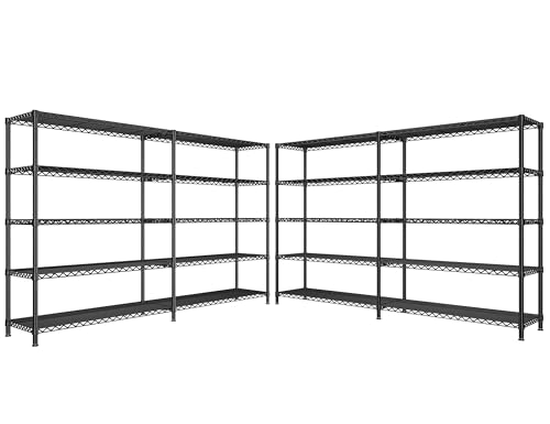 REIBII 73''W Storage Shelves Load 1650 LBS Metal Shelving 5-Tier Wire Shelving Unit for Storage Rack Adjustable Heavy Duty Metal Shelves for Pantry Kitchen Garage, 17.7