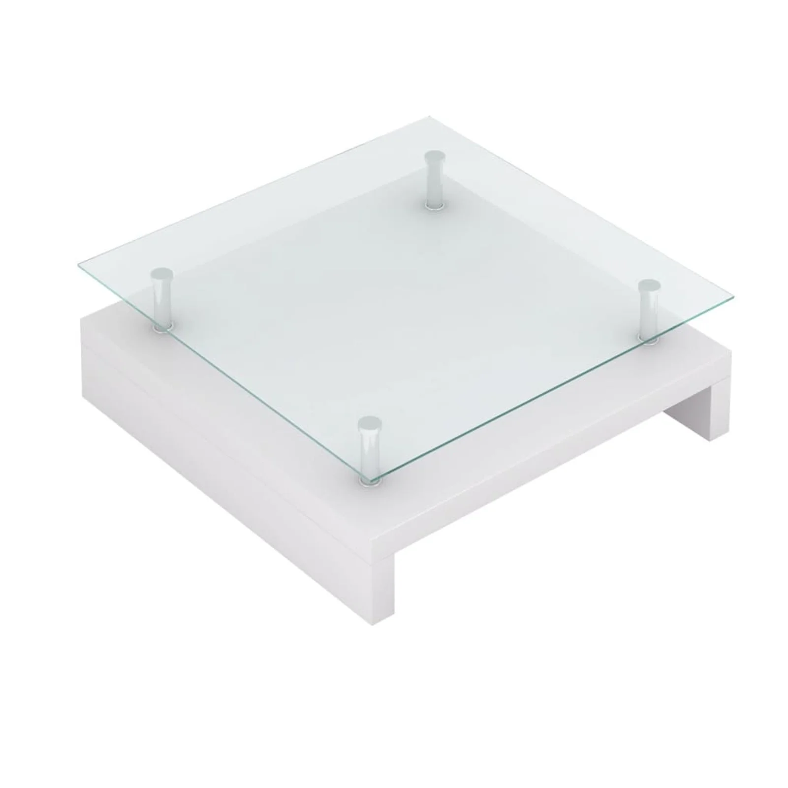 Gecheer Coffee Table with Glass  White