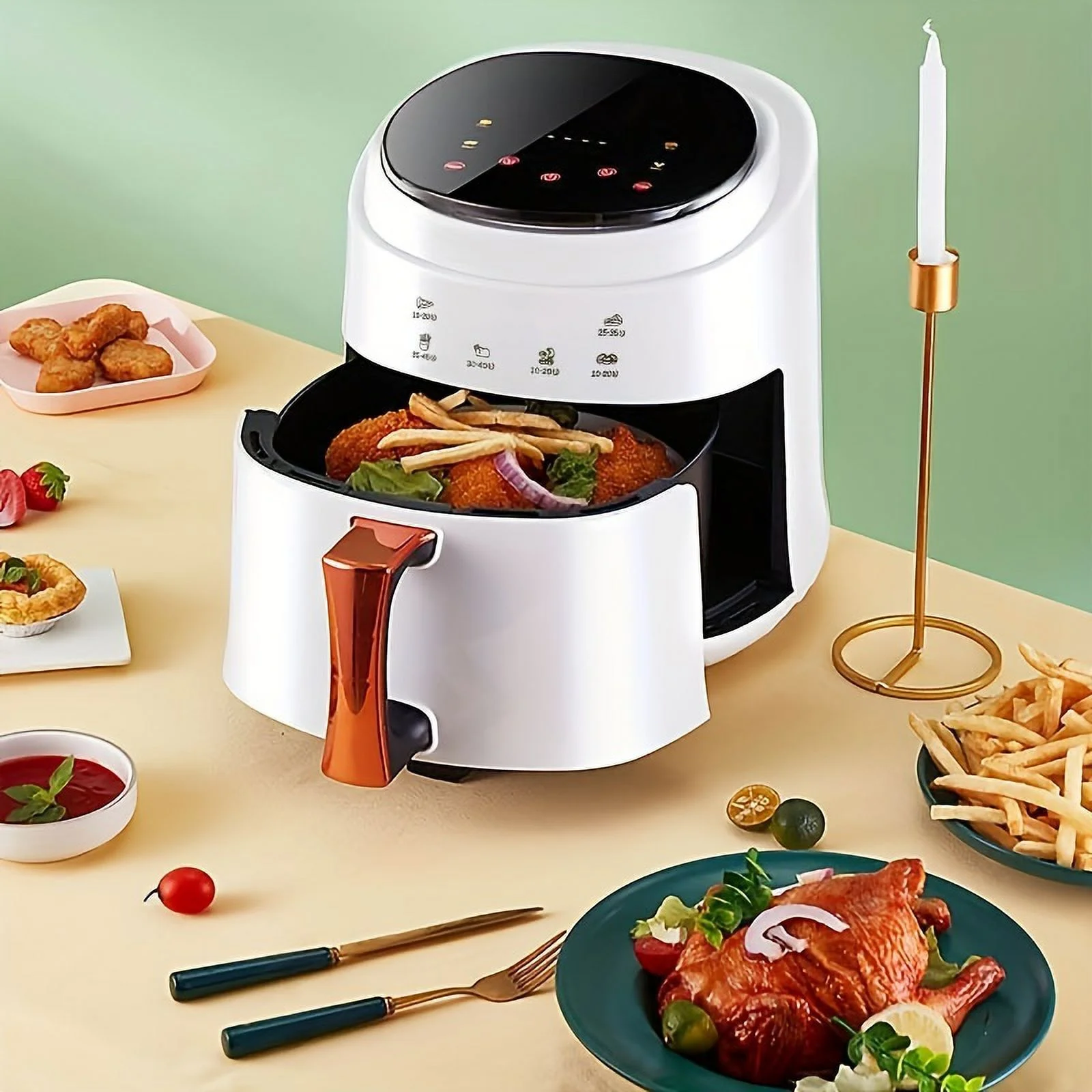 Liters/2 Gallons A Can French Fries Steak Chicken Gourmet Expert Home Air Electric Fryer Machine Electric Oven Integrated Multifunctional Automatic Intelligent Oil-free