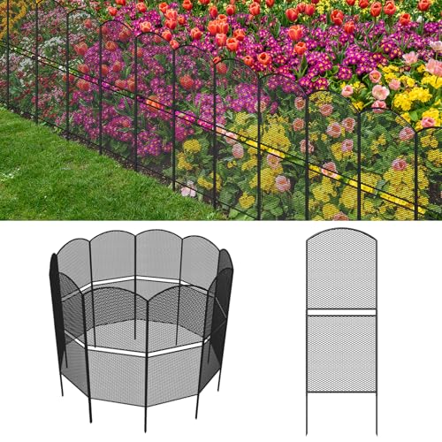 Skcoipsra Decorative Garden Fence 10 Pack, 37.5in(H) x 10.8ft(L) Animal Barrier Fence, Rustproof Metal Fencing for Yard, Dog Rabbits Wire Section Garden Edging Border for Yard Patio Garden, Arched