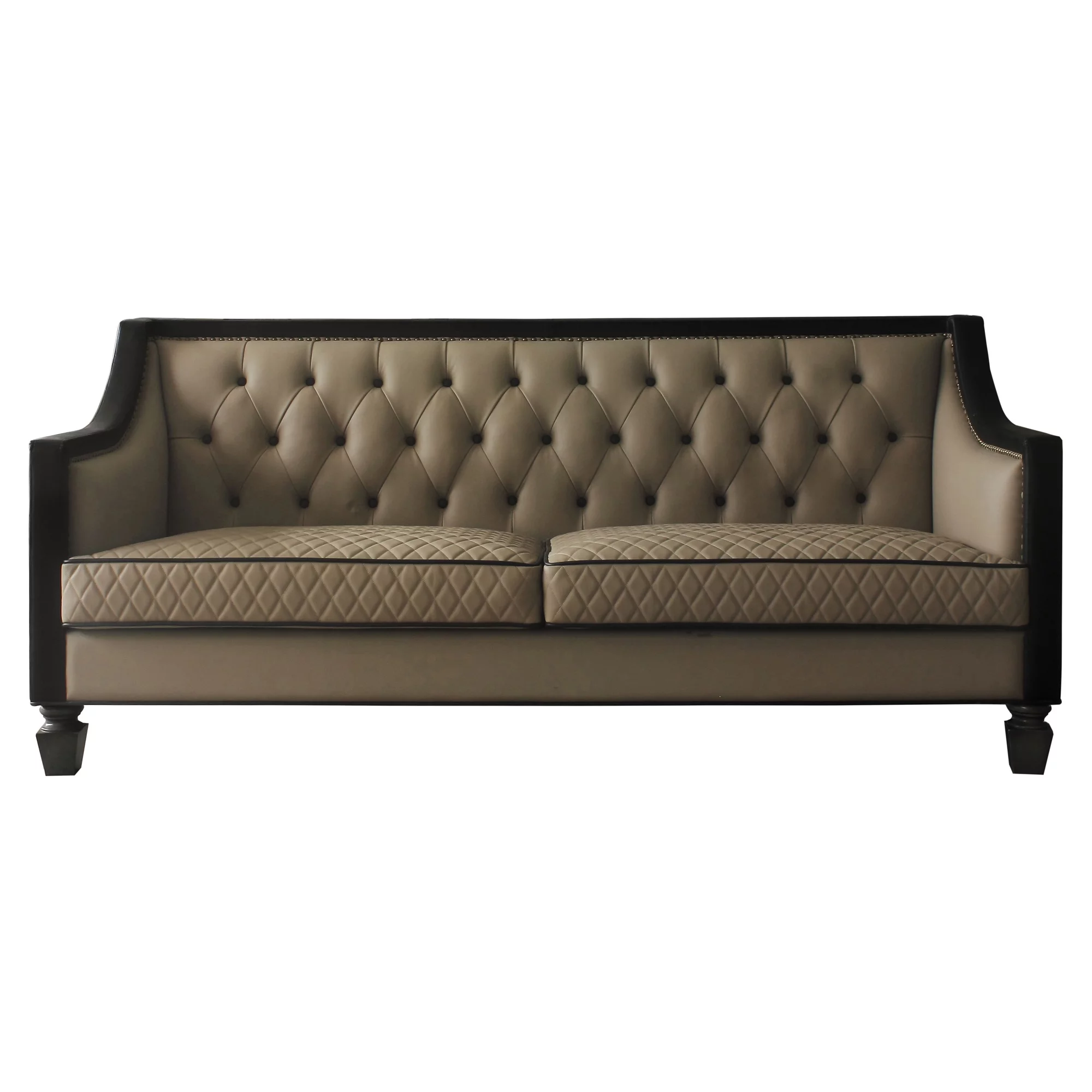 ACME House Beatrice Sofa with 4 Pillows in Tan, Black and Charcoal