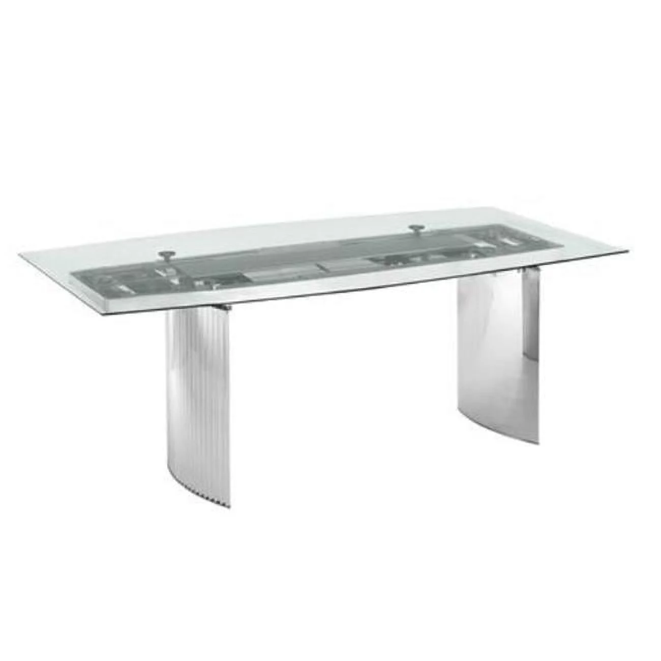 30 x 71 x 39.5 in. Allegra Non-Extendable Rectangular Frame Dining Table, Clear Glass & Polished Stainless Steel Base