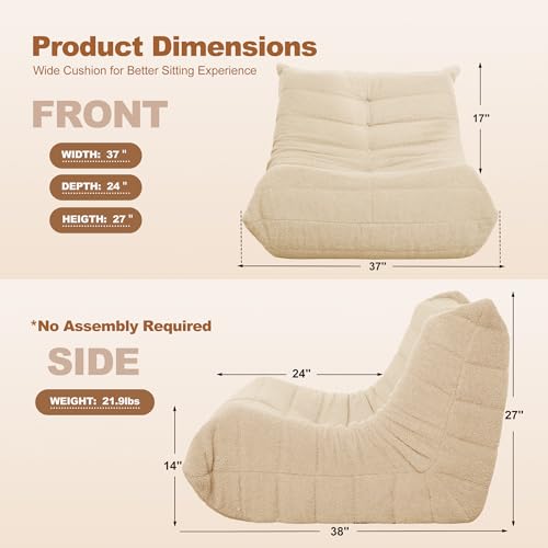 Bean Bag Chair Big Sofa Beanbag Chair for Adults Fireside Chair Bean Bag Lounger with Memory Foam Filled for Home,Apartment or Gaming Venue(Black Plush)