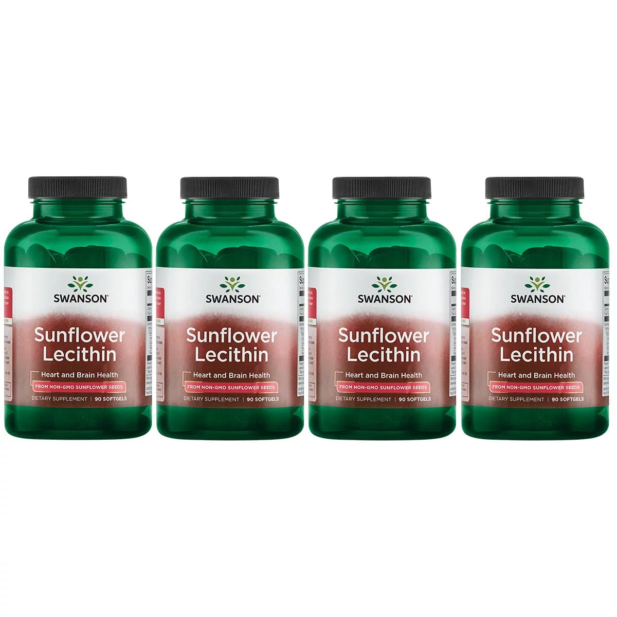 Swanson Sunflower Lecithin from Non-Gmo Sunflower Seeds 1,200 mg 90 Sgels 4 Pack
