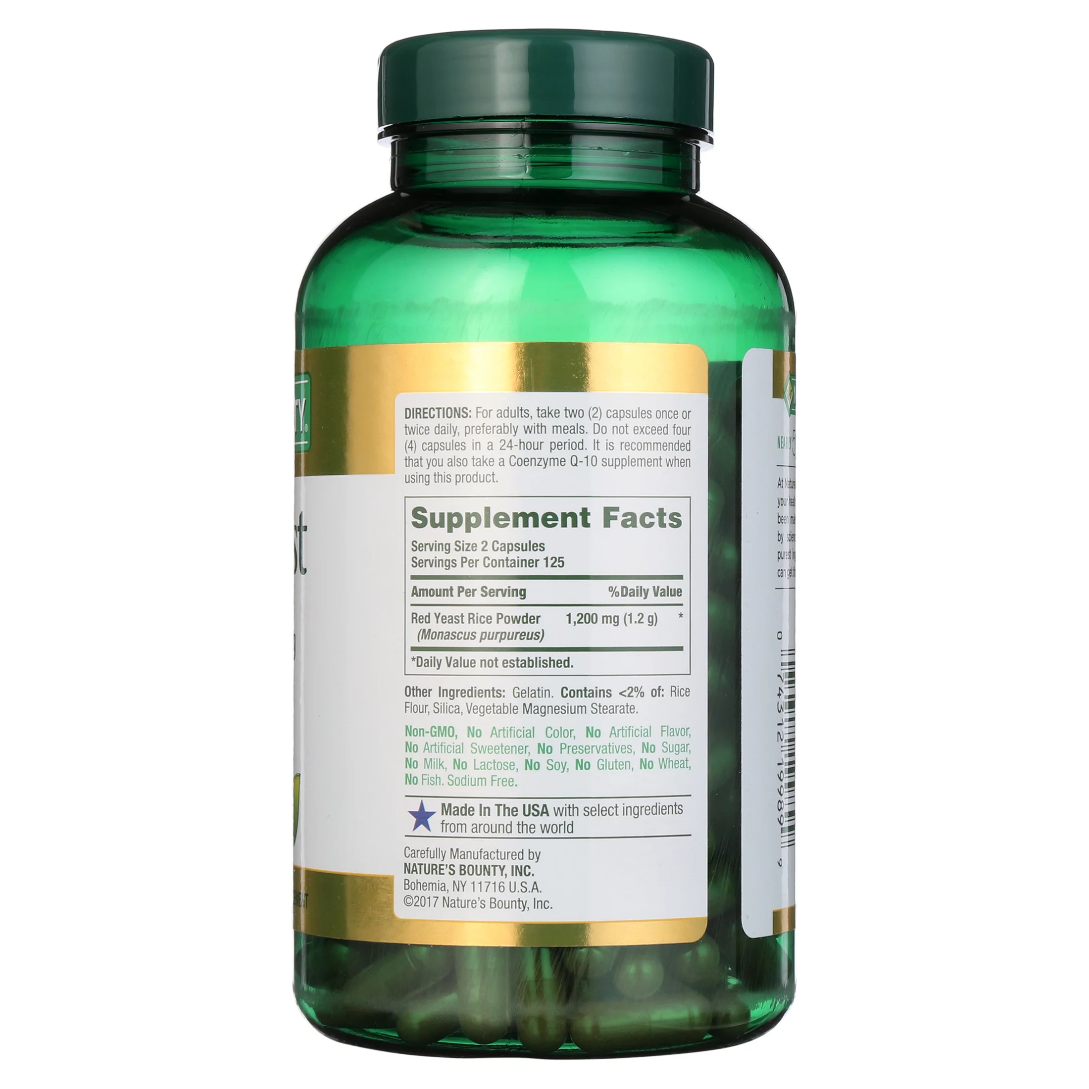 Nature’s Bounty Red Yeast Rice Supplement, 600 mg, 250 Capsules