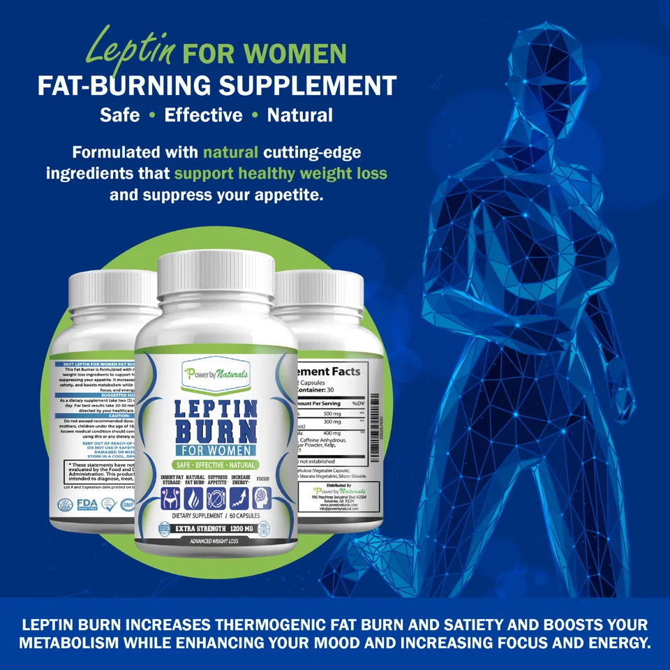 Leptin Burn for Women, Diet pills that work fast for women, Appetite Suppressant - 60 Capsules