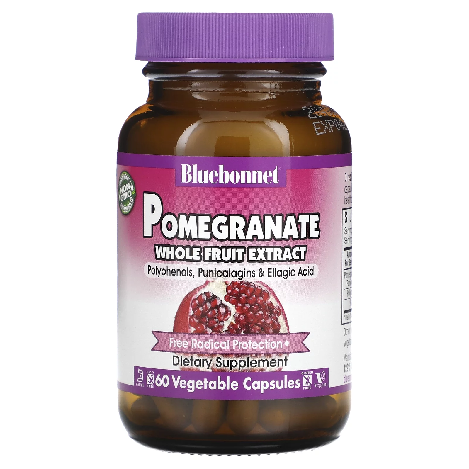 Bluebonnet Nutrition Pomegranate Whole Fruit Extract, 60 Vegetable Capsules