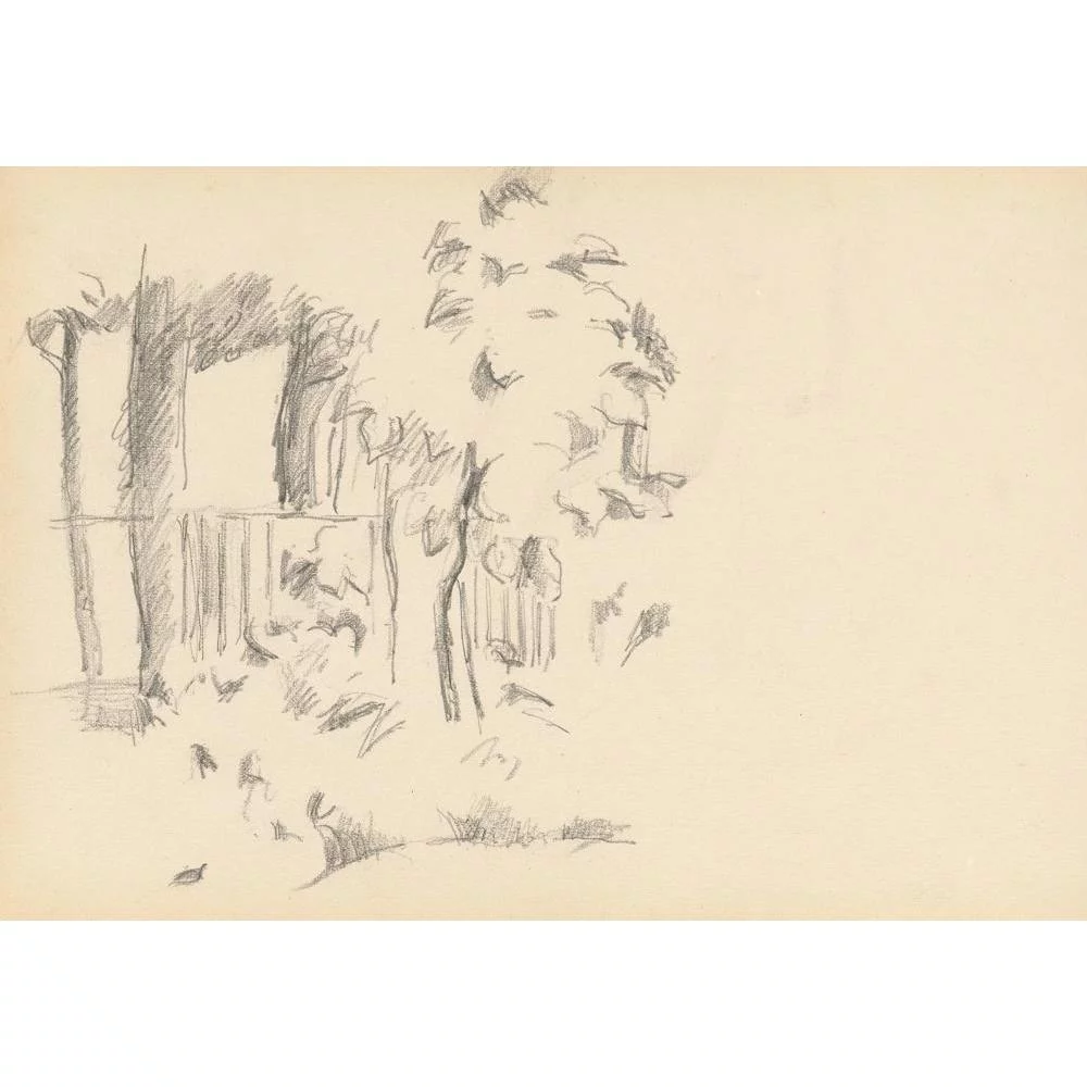 Paul Cézanne 14x11 Black Ornate Wood Framed Double Matted Museum Art Print Titled: Near the Pool at Jas De Bouffan (1883-1887)