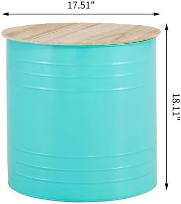 xrboomlife Coffee Table  Metal Stools Ottoman Nightstand Cocktail Table End Tables  Side Table with Wood Top  Distressed Extra Seat Farmhouse Rustic Accent Table for Bedroom Patio Living