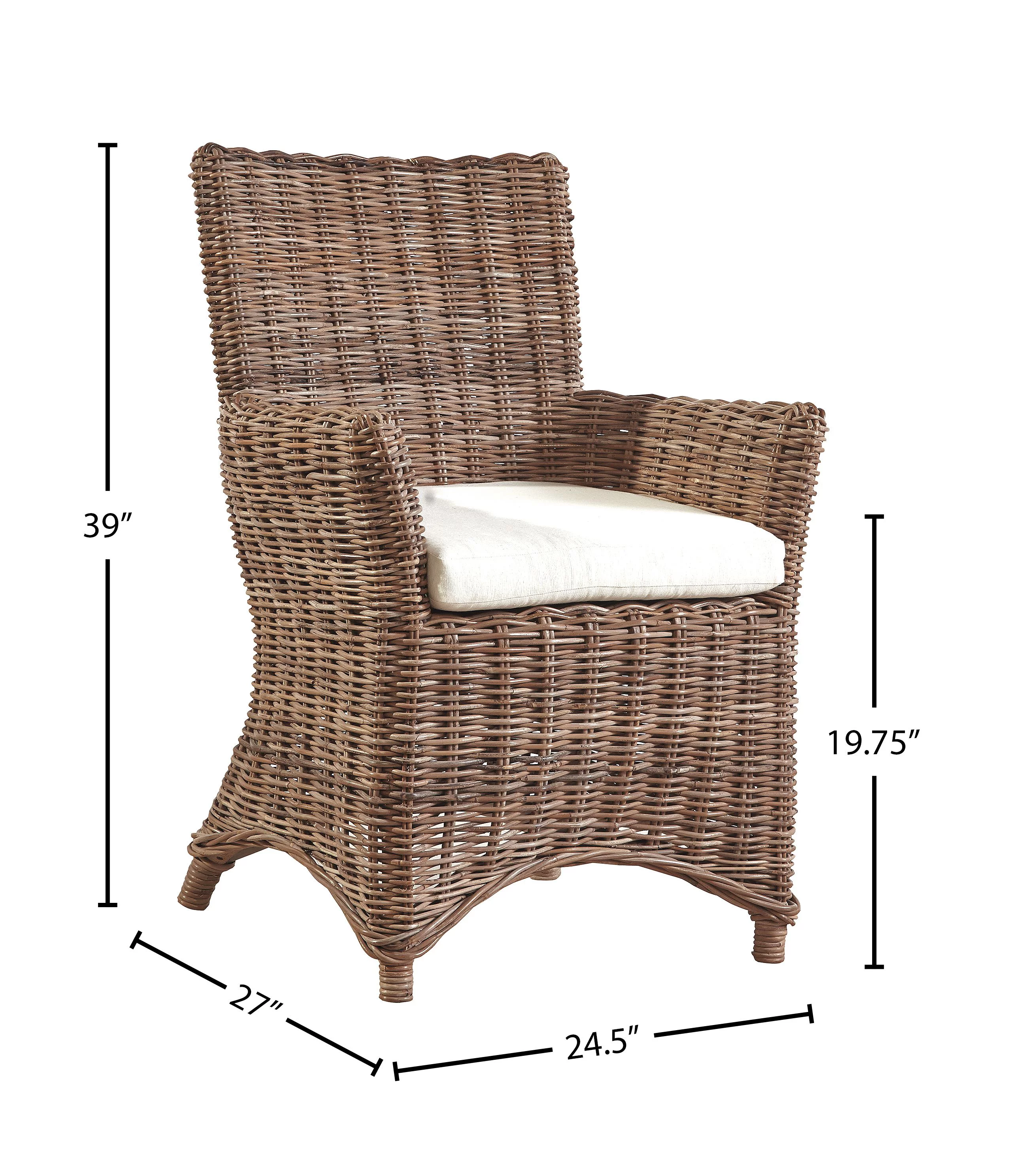 Key West Rustic Woven Kubu Accent Arm Chair with Muslin Cushion (Set of 2)