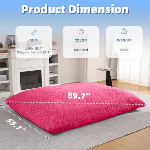 HABUTWAY 4 in 1 Bean Bag Chair, Giant Memory Foam Filling Bean Bag Sofa, Adult Bean Bag Chair, Machine Washable Faux Fur Cover, Bean Bag for Adult (White)