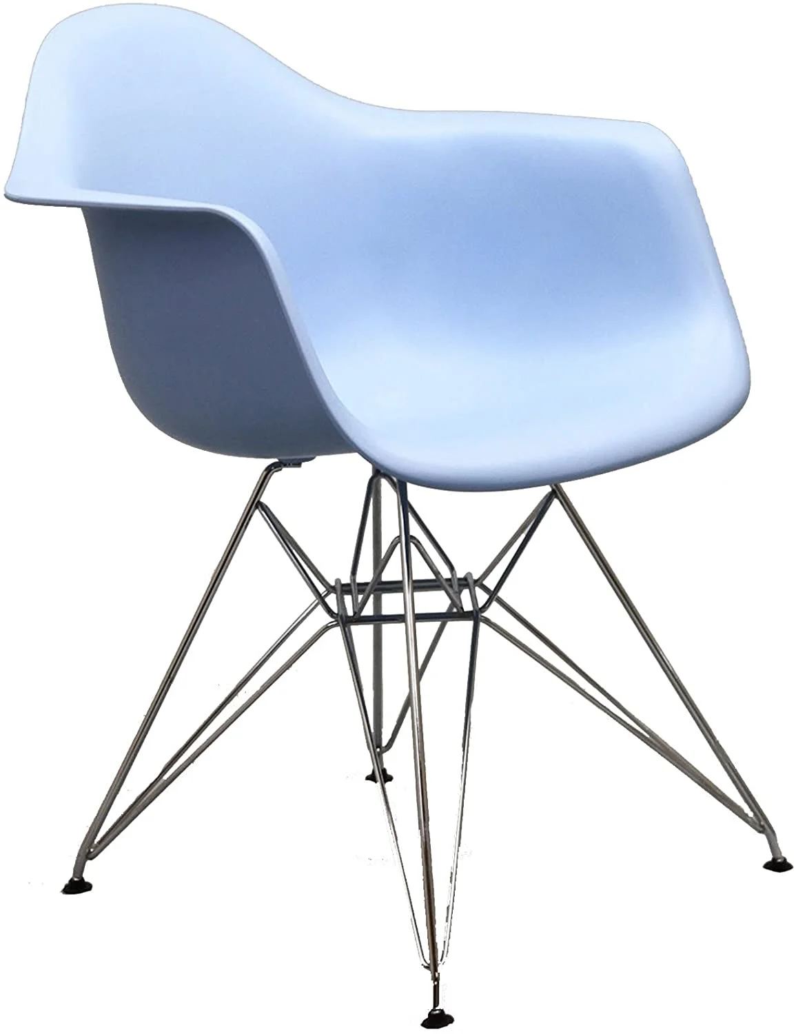 WANHUI Paris Mid-Century Modern Molded Plastic Dining Armchair with Steel Metal Base in Blue