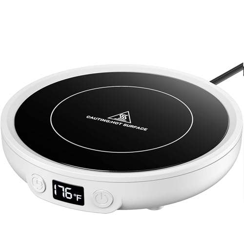 SWEETFULL Mug Warmer - Upgraded 36W Coffee Cup Warmer for Desk with 130℉-176℉ Digital Display, 2-12H Timer Auto Shut Off, Smart Electric Coffee Heating Plate, Ideal Gifts for Women Men - Black