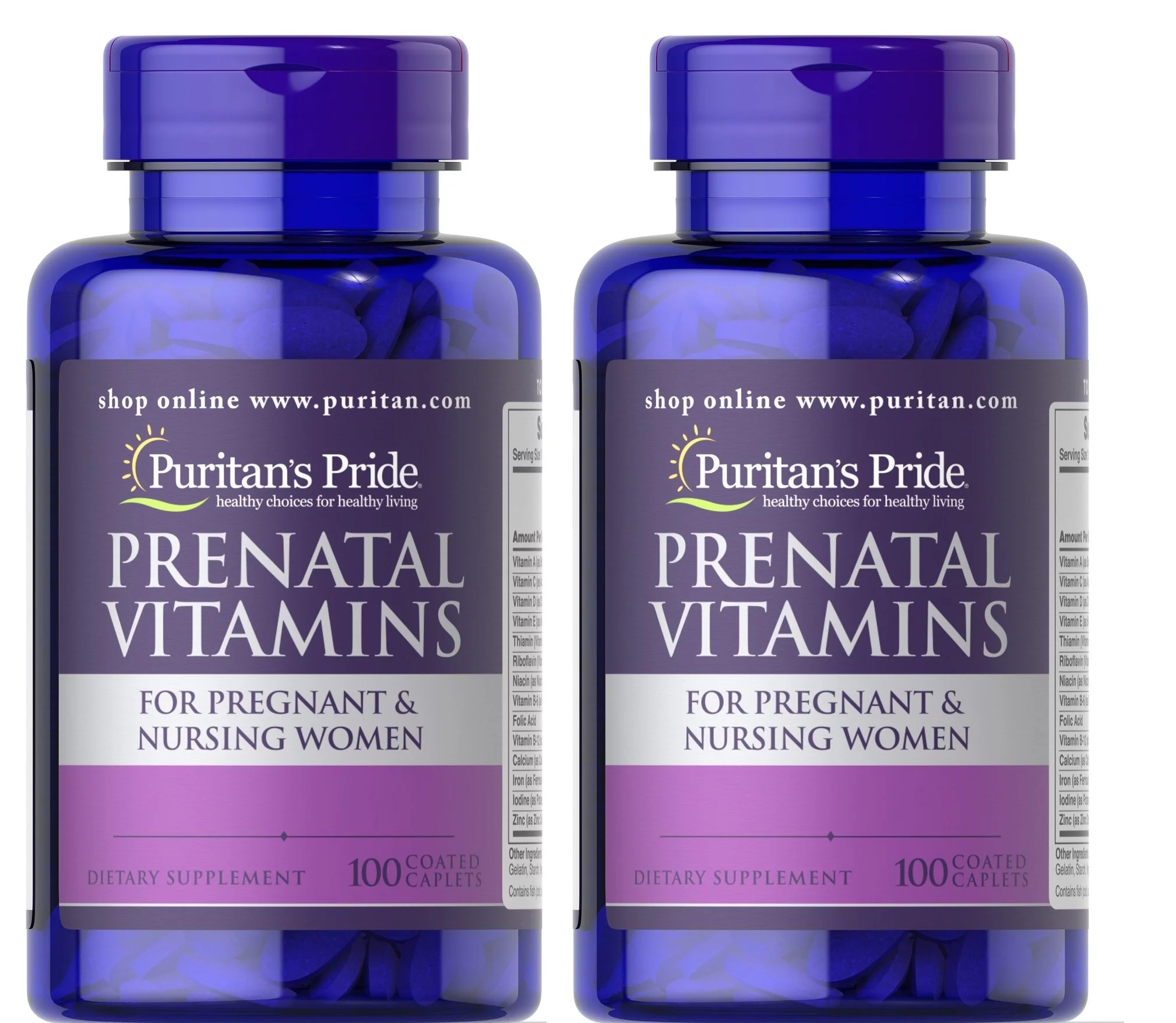 Puritan's Pride Prenatal Vitamins 100 Tablets (2 PACK)