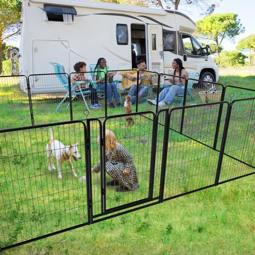 Dog Playpen Outdoor Extra Wide 12 Panels Heavy Duty Anti-Rust Coating-Strengthened Dog Fence 40