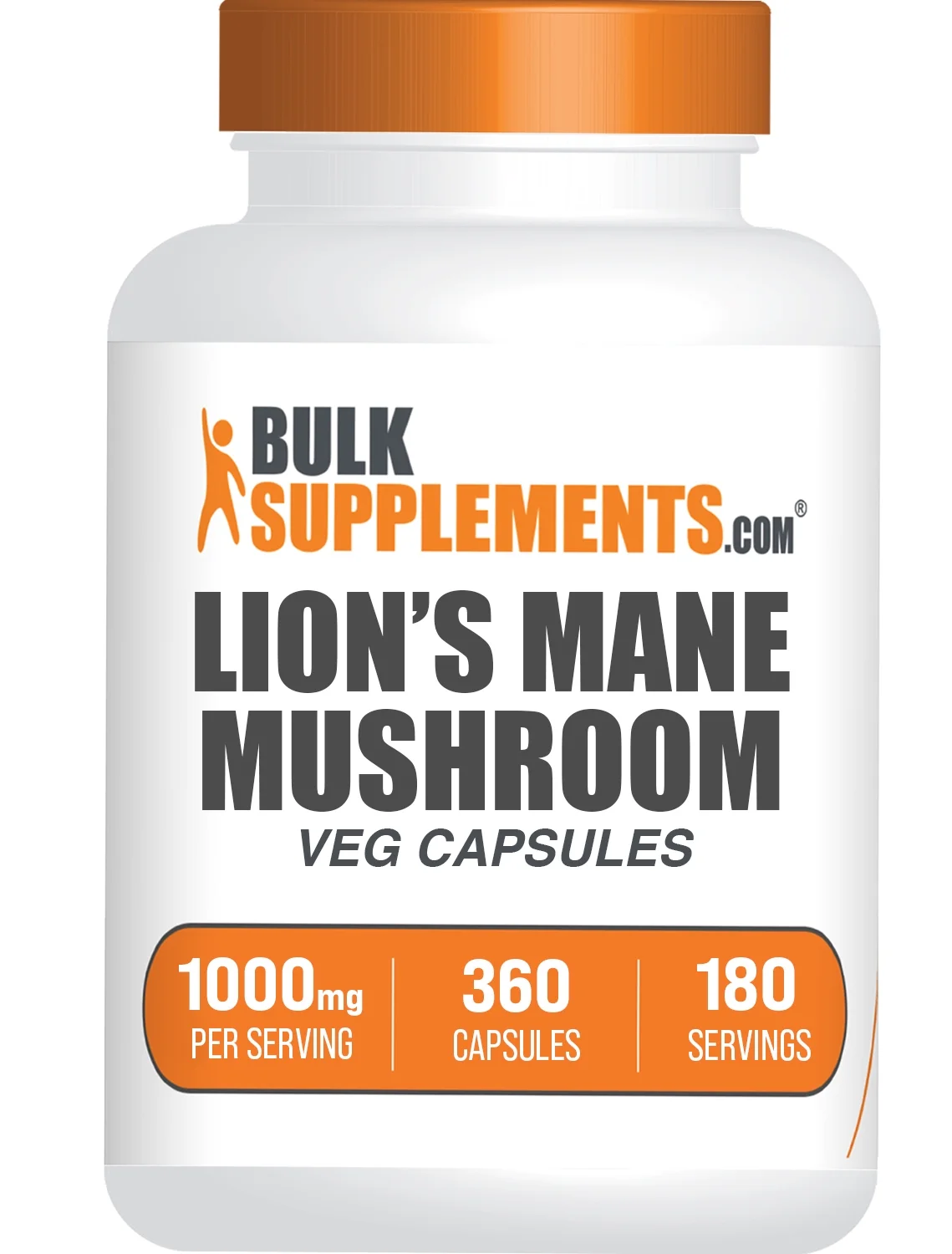 BulkSupplements.com Lion's Mane Mushroom Capsules (360 ct - 180 Servings)