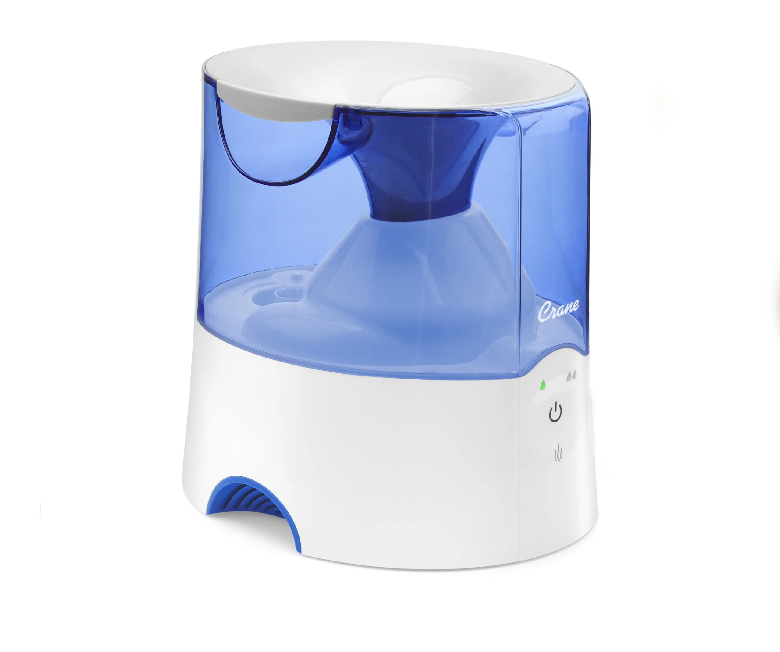 Crane 0.5 Gal. Warm Mist Humidifier, 2 Speed Settings, Medicine Cup, 13 Hour Run Time, Blue/White