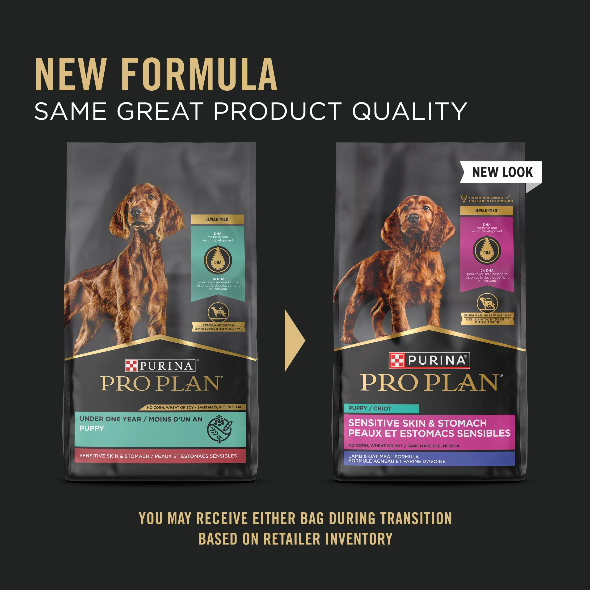 Purina Pro Plan Sensitive Skin and Stomach Puppy Food Lamb and Oat Meal Formula - 24 lb. Bag