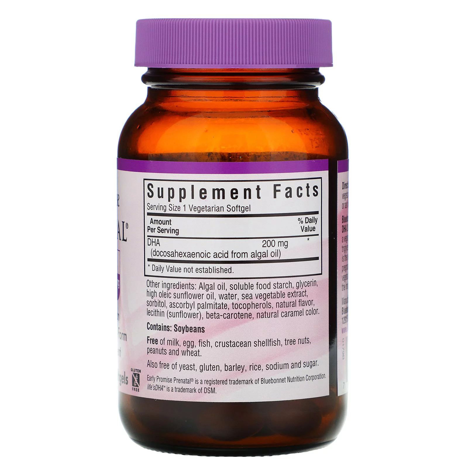 Bluebonnet early promise prenatal gentle dha 200 mg, 60 ct
