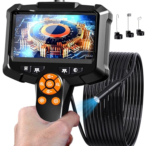 Endoscope Camera with Light, 1080P HD Borescope with 8 Adjustable Lights, 4.3