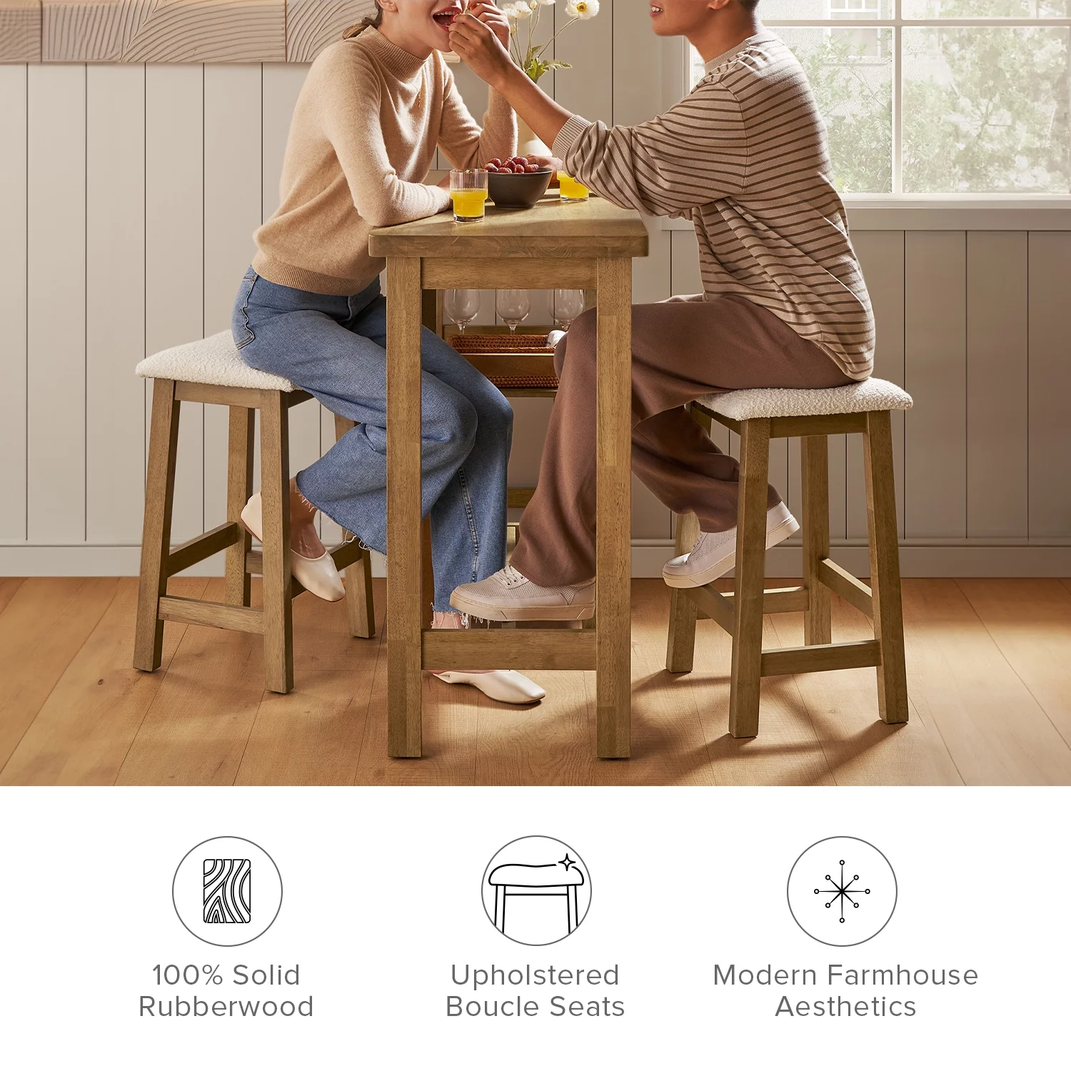 Mopio Kelly Bar Table, Dining Table Set for 2, Small Kitchen Table, Counter Height Table, High Top Table