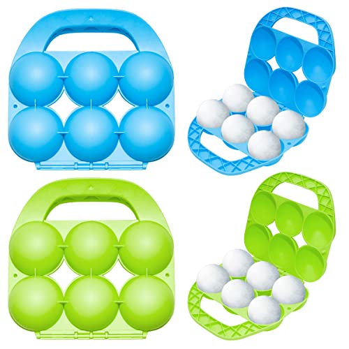 Holady 2 Pack Snowball Makers - Makes 6 Snowballs at Once - Outdoor Winter Snow Toys for Kids and Adults, Snowball Maker Tool with Handle for Snow Ball Fights（Blue,Green）
