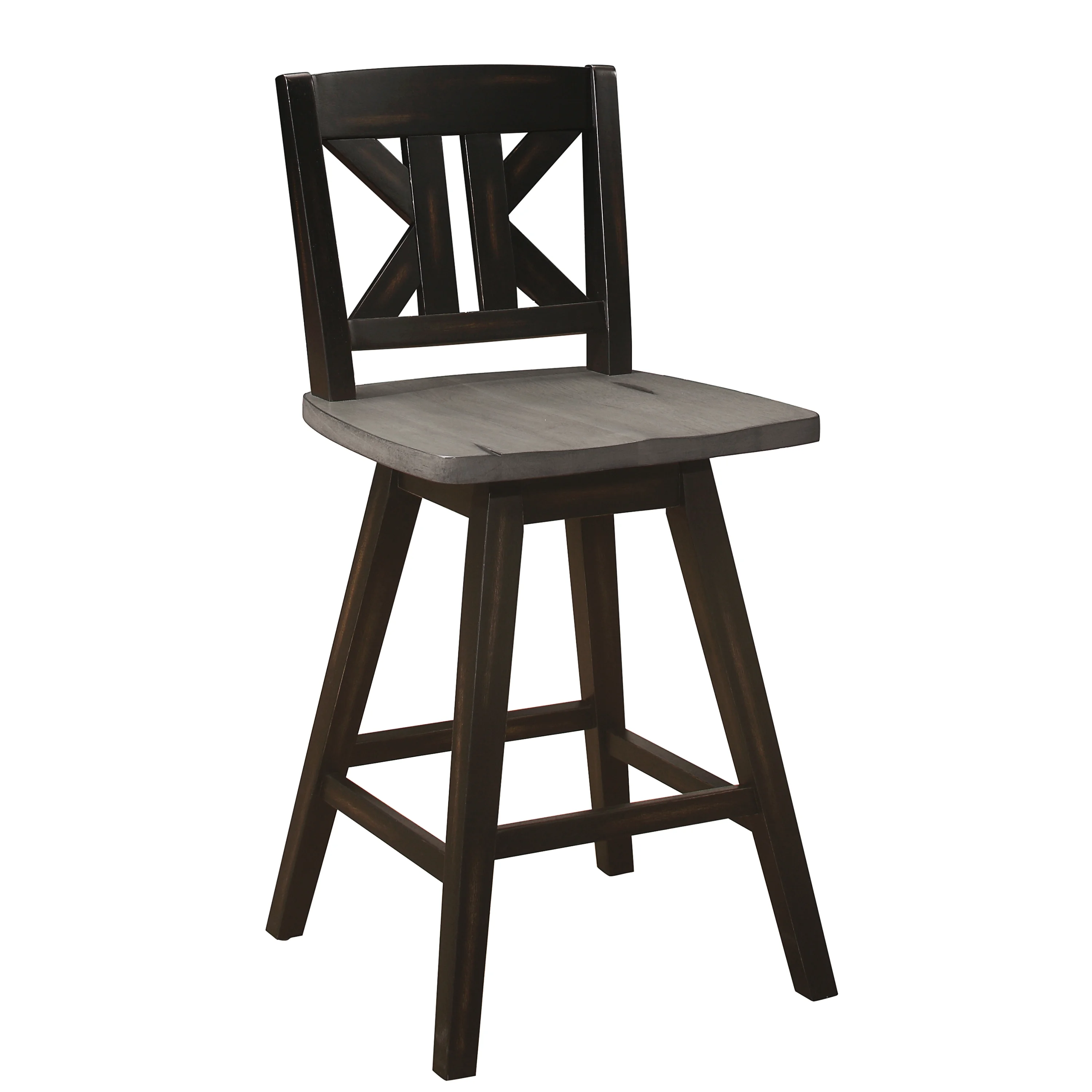 Lexiconhome Amsonia Wood 23.5-in KK-Back Swivel Counter Stool, Black Sand-Through