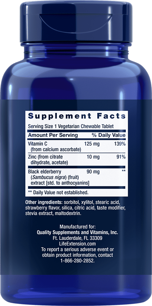 Life Extension 5 Day Elderberry Immune 40 vegetarian chewable tablets