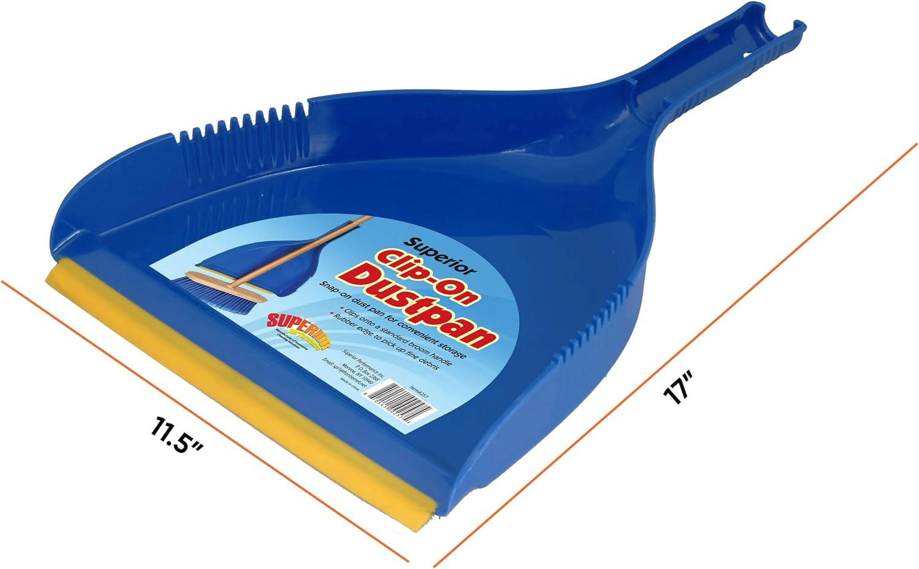 Dustpan - Heavy Duty Blue Plastic, Easy Grip C On Dust Pan With Rubber Edge, Detailed Sweeping Debris, Fits Standard Brooms Home & Dusting & Cleaning Tool (1)