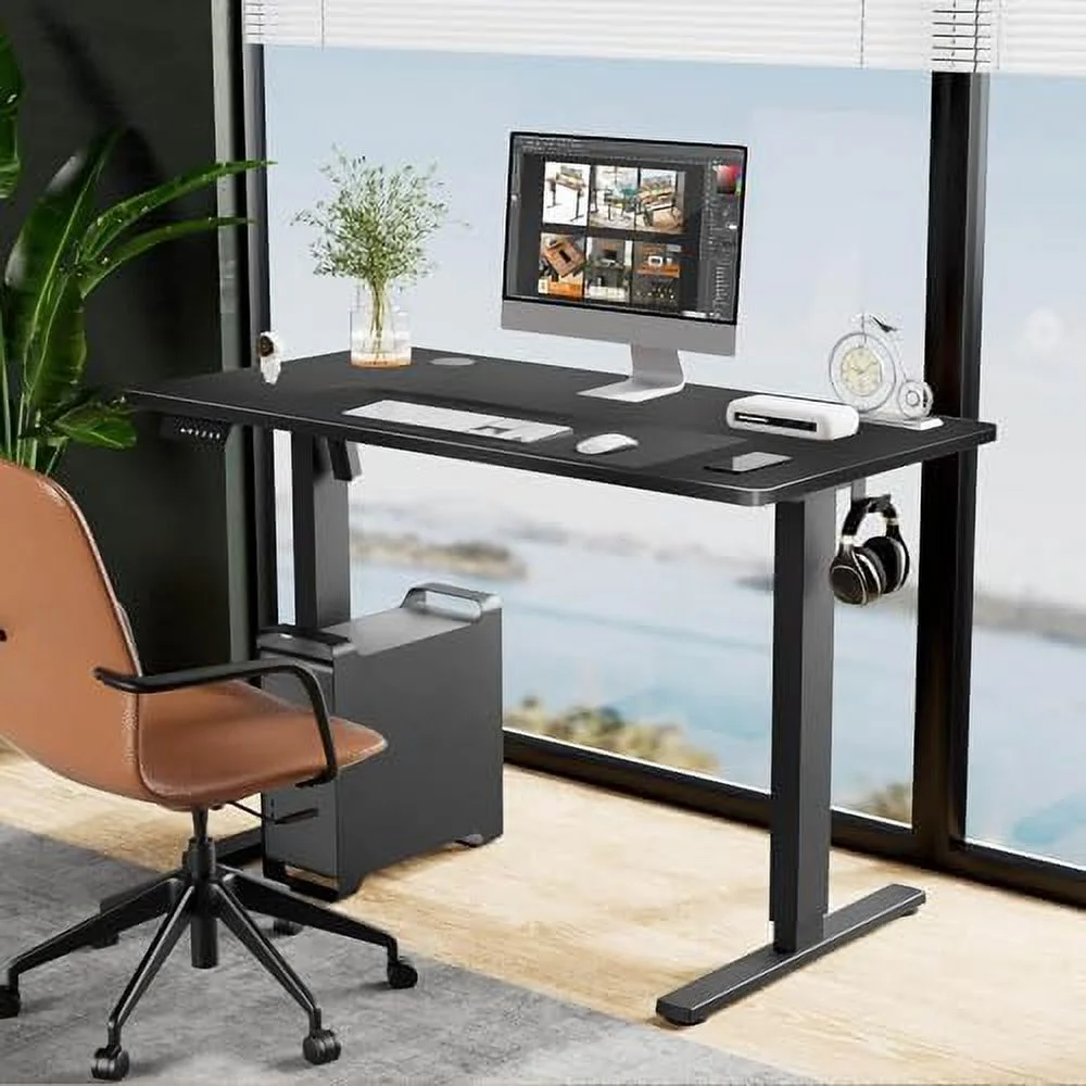 YZboomLife Electric Height Adjustable Standing Desk Sit to Stand Ergonomic Computer Desk(Black  55'' x 24" x 48''(L* W* H))