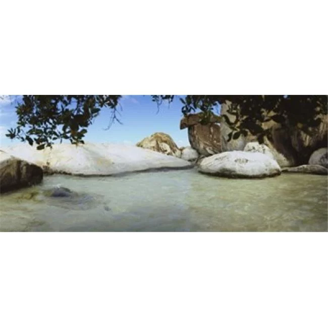 Rocks in water  The Baths  Virgin Gorda  British Virgin Islands Poster Print by  - 36 x 12