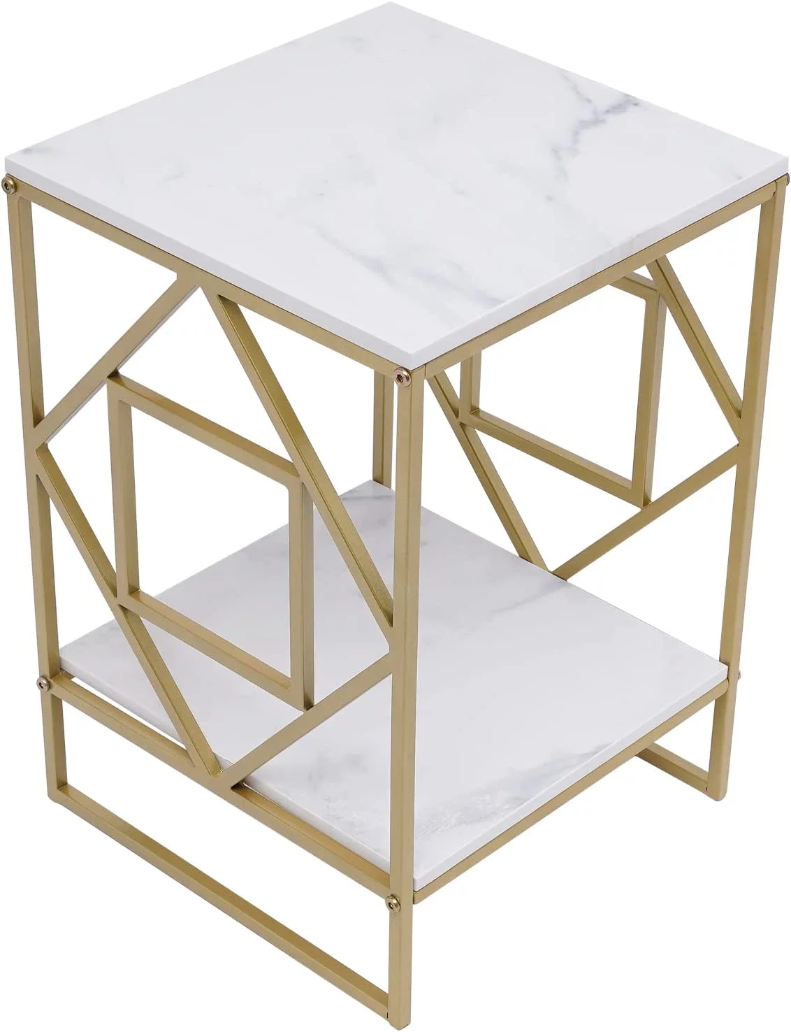 MONIPA 2-Tier Modern Nightstands Versatile Metal Frame Side End Table Storage Shelf for Living Room Bedroom Corner Balcony