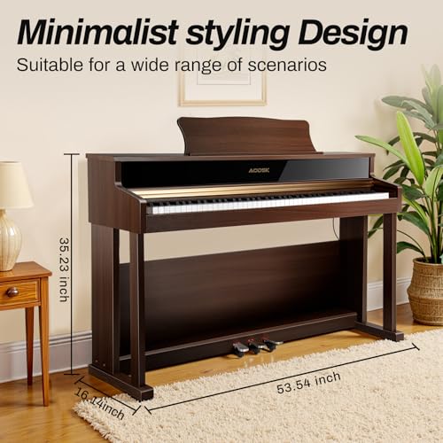 AODSK 88 Key Digital Piano,Weighted Hammer Action Digital Piano with Full-Size Weighted Keys,Triple Pedal,Beginner Bundle with Furniture Stand,Slide Key Cover,Piano Lessons