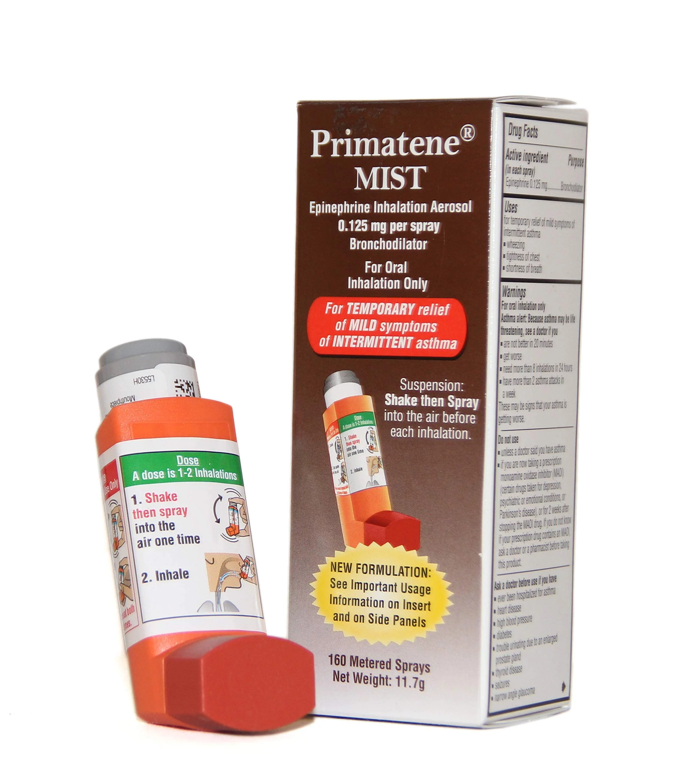 Primatene (2 PACK) MIST Epinephrine Oral Inhalation Aerosol Metered Spray ( 2 Pack) *EN