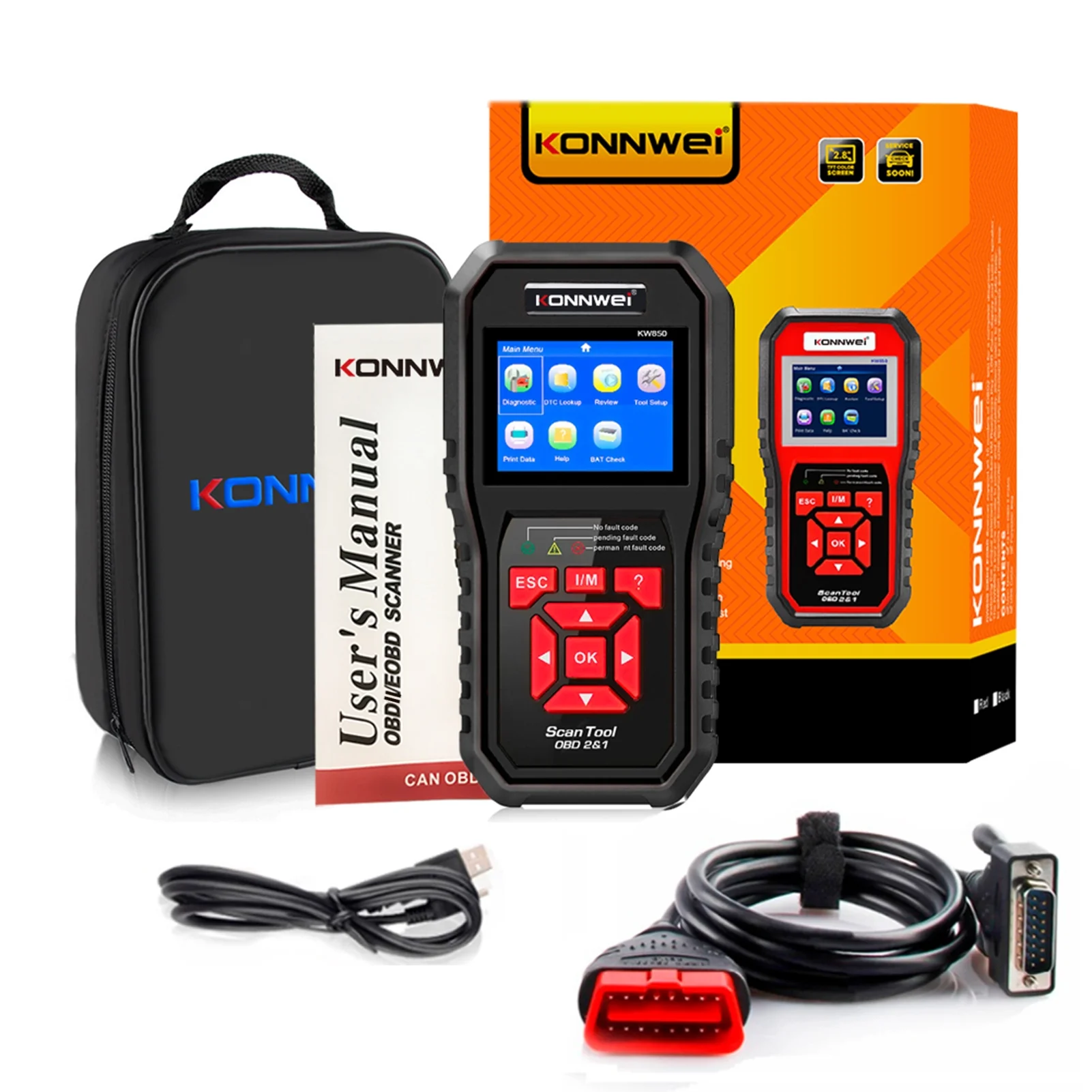 Arealer KW850 OBDII Auto Code Reader Diagnostic Check Engine Scan Tool for OBDII Cars After 1996